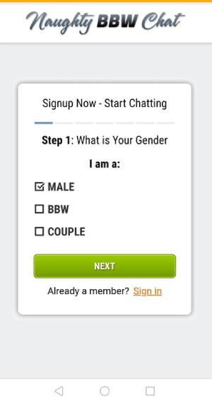 NaughtyBBWChat sign up